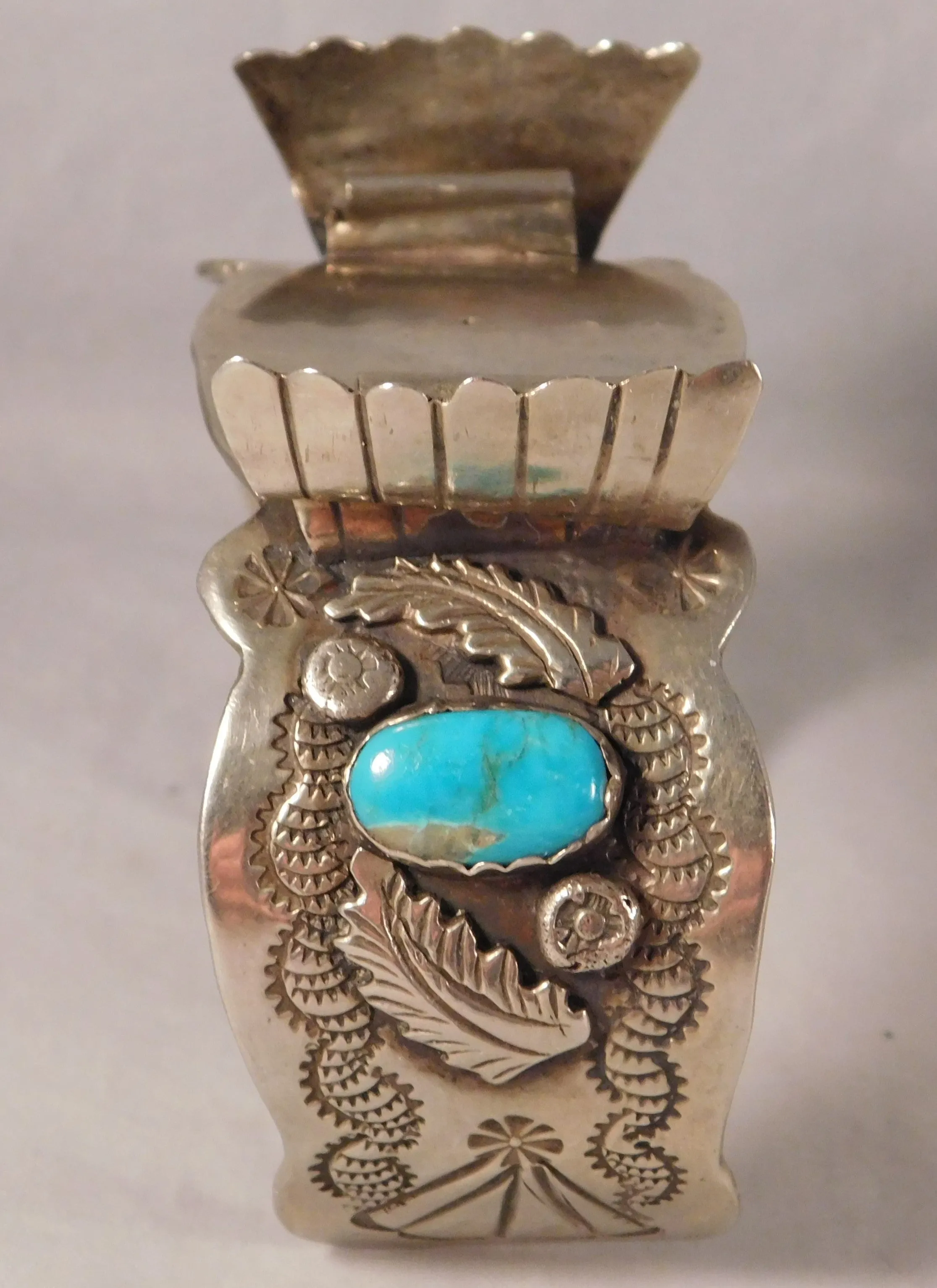 Navajo Native American Sterling Silver Turquoise Mens Watch Cuff Bracelet
