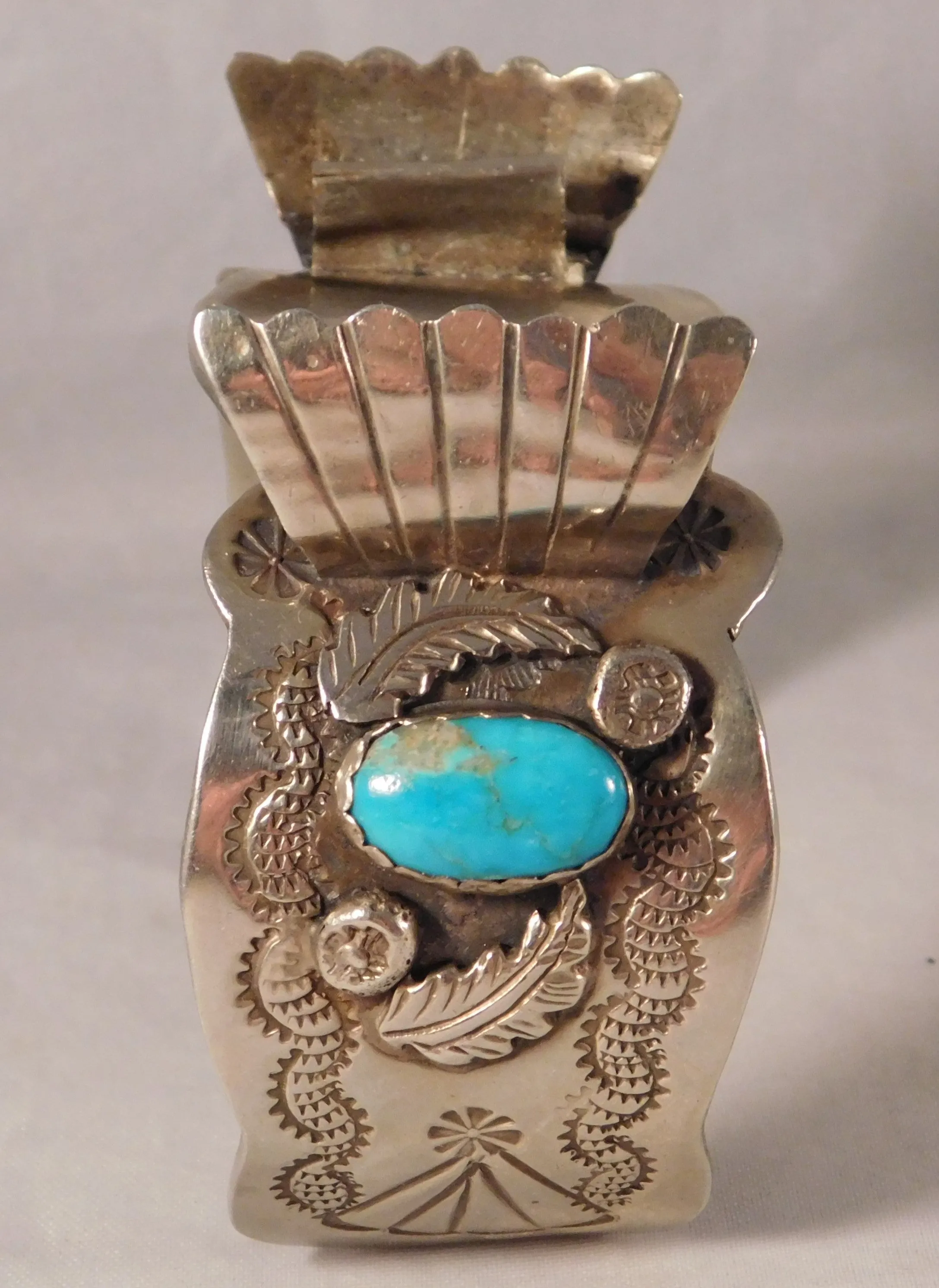 Navajo Native American Sterling Silver Turquoise Mens Watch Cuff Bracelet
