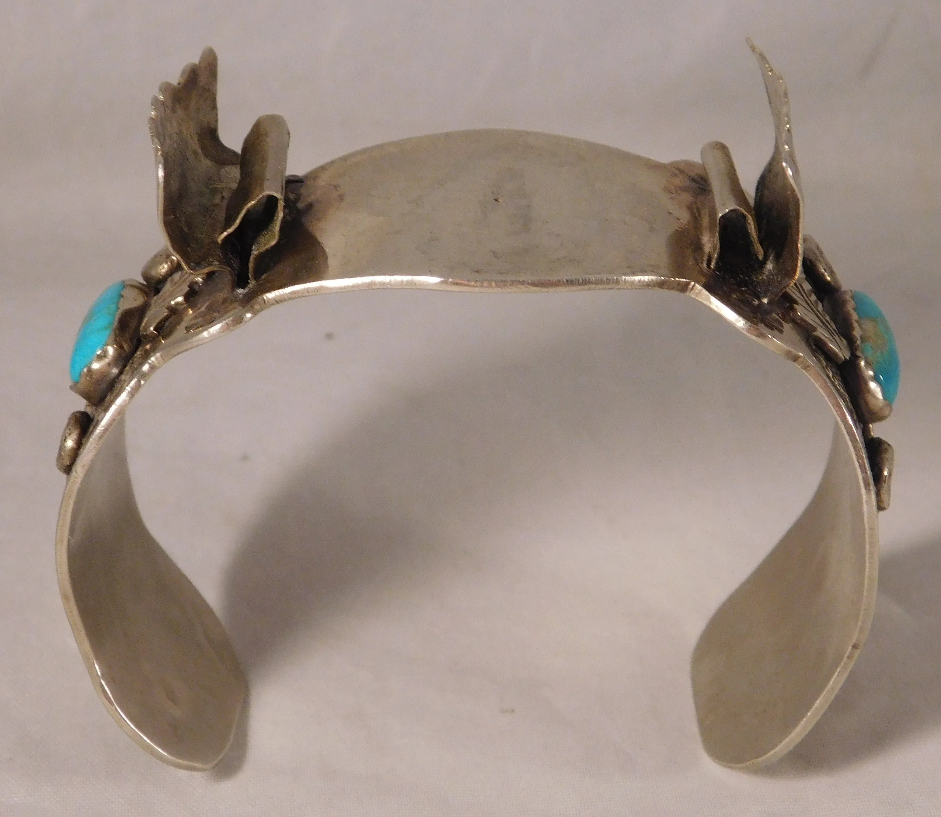 Navajo Native American Sterling Silver Turquoise Mens Watch Cuff Bracelet