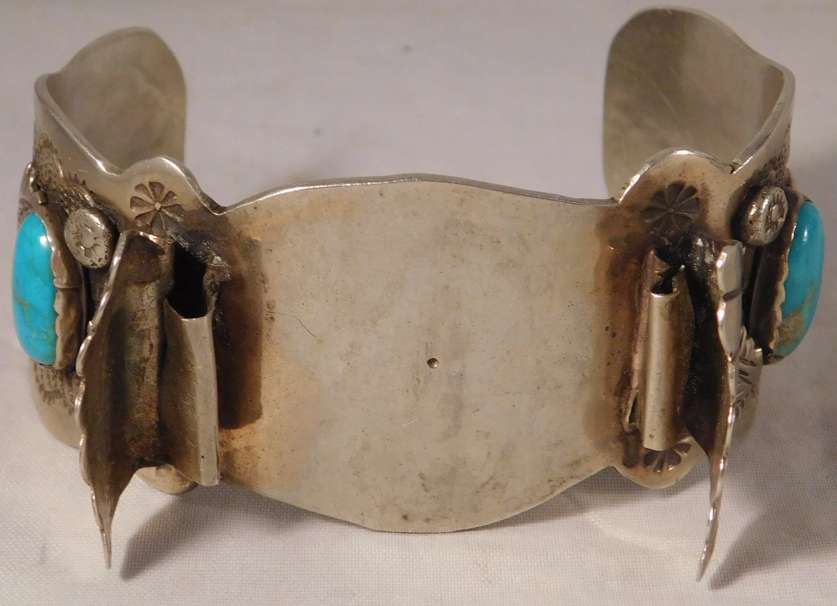 Navajo Native American Sterling Silver Turquoise Mens Watch Cuff Bracelet
