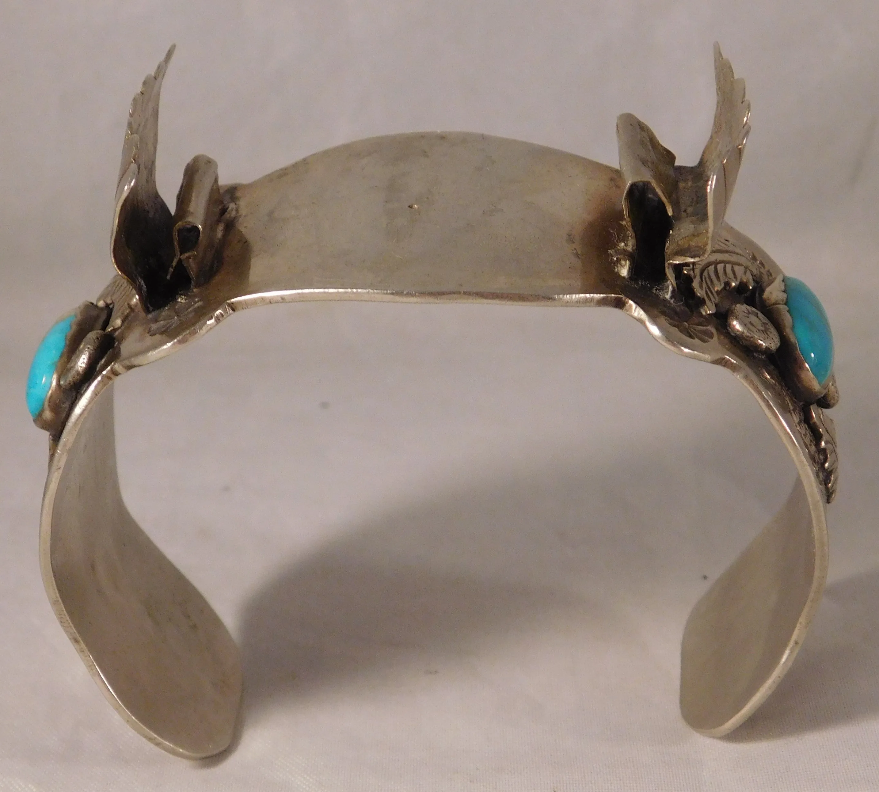 Navajo Native American Sterling Silver Turquoise Mens Watch Cuff Bracelet