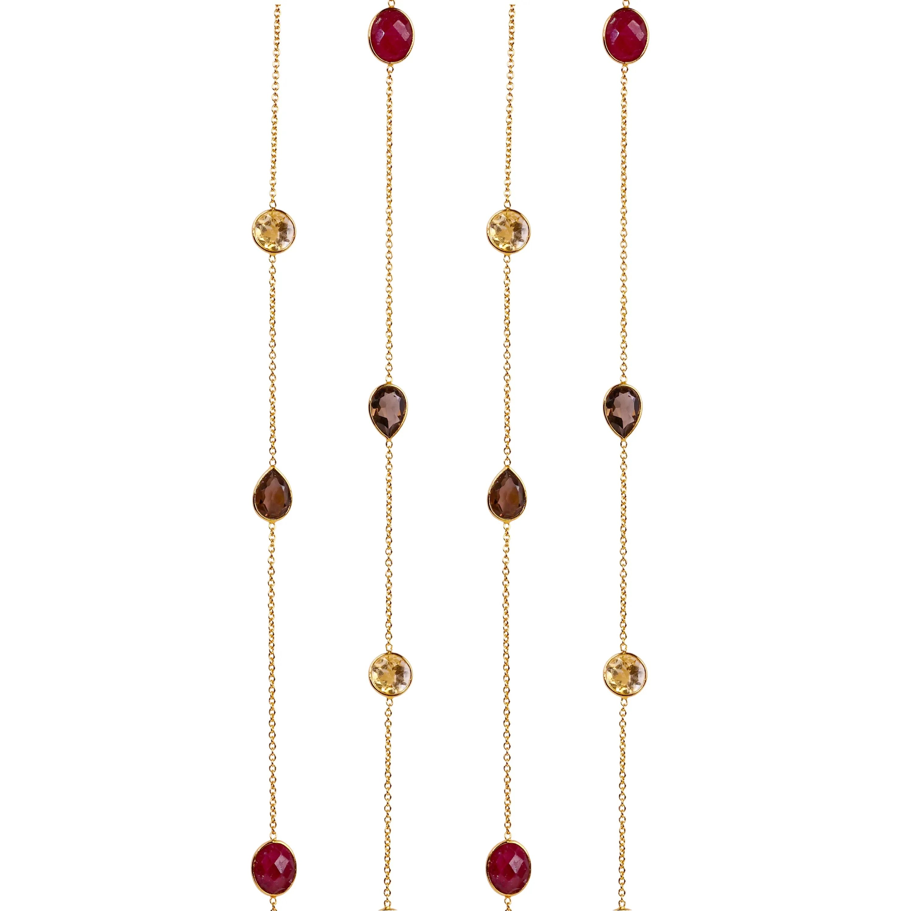 Necklace - Citrine, Ruby & Smoky Quartz
