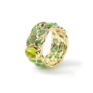 Omena Rough Tsavorite and Peridot Ring