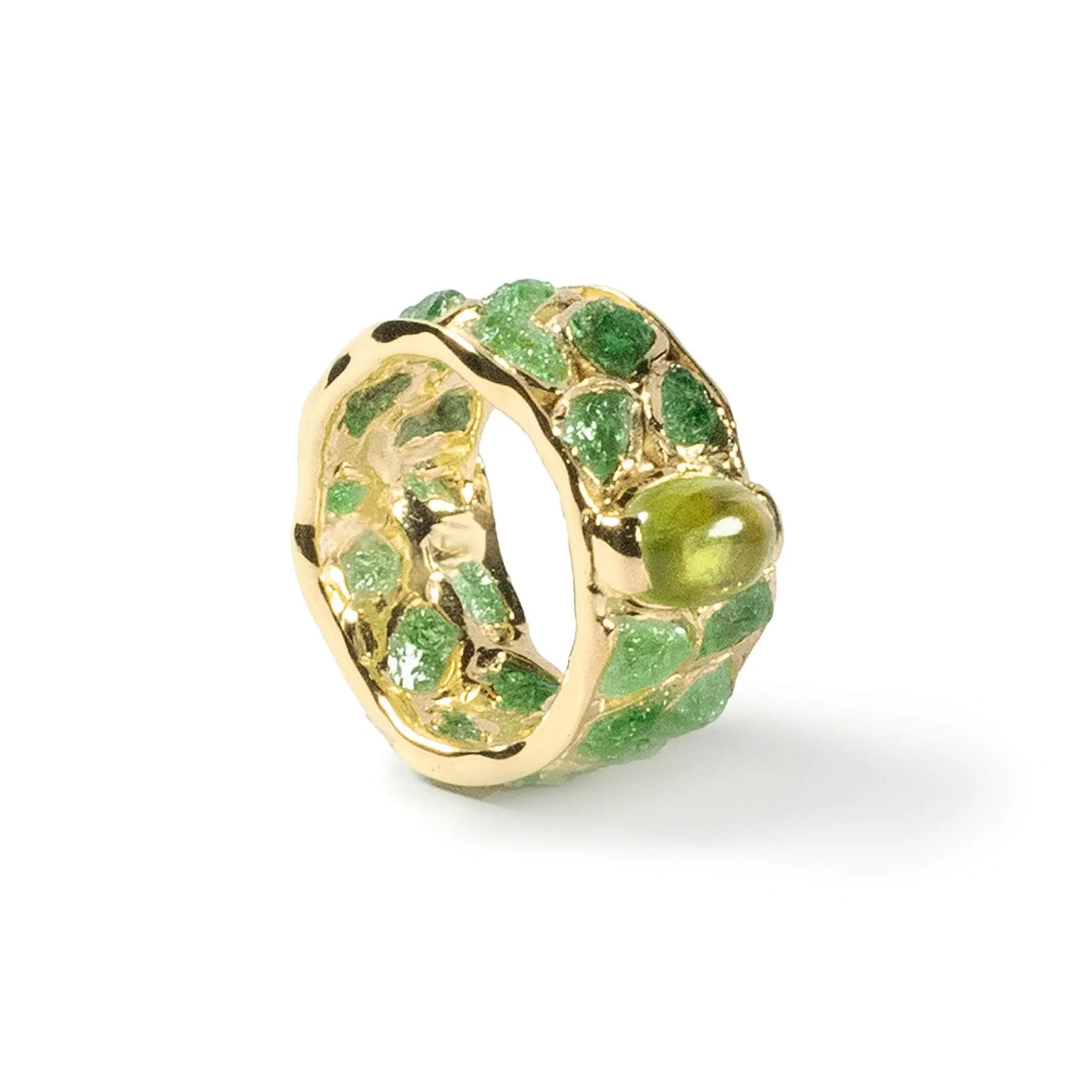 Omena Rough Tsavorite and Peridot Ring