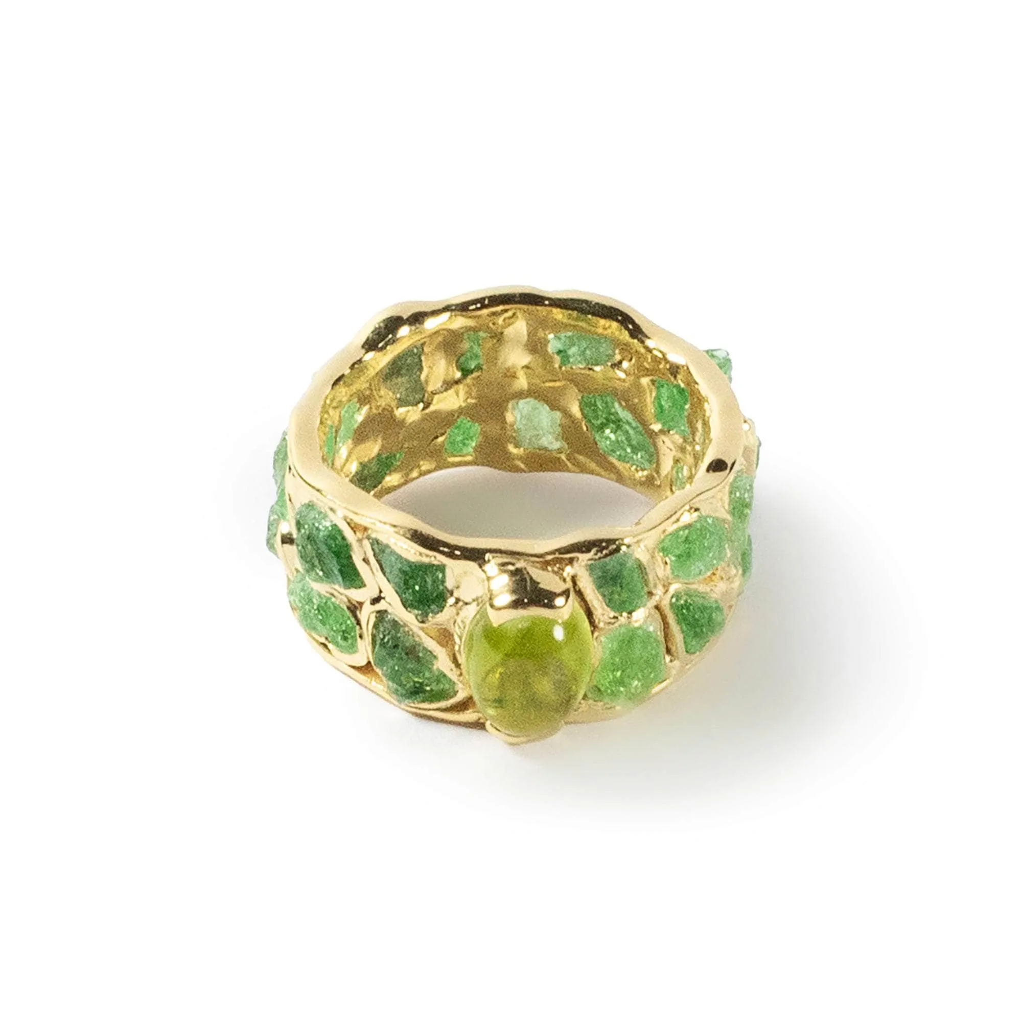 Omena Rough Tsavorite and Peridot Ring