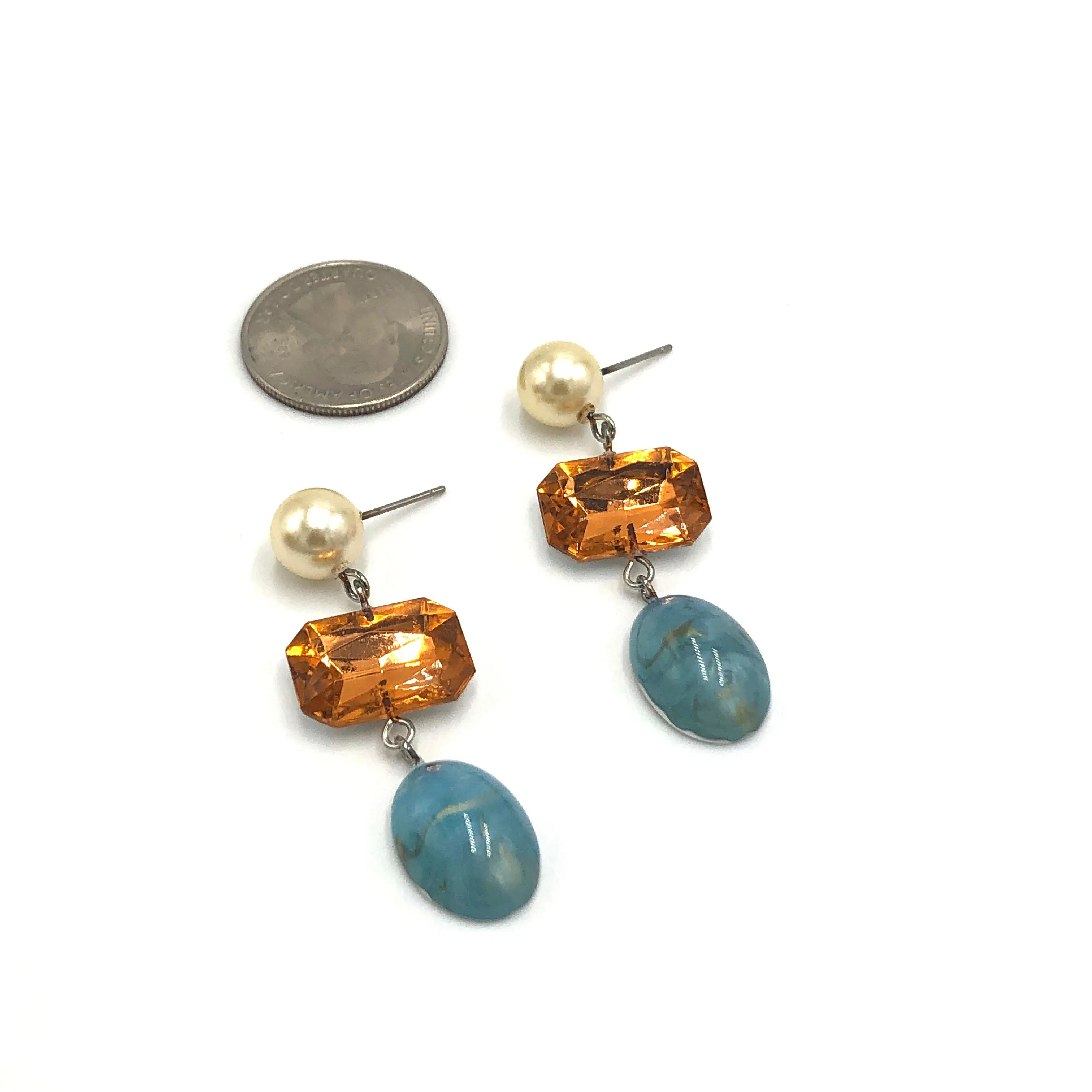 Peach Pearl & Ice Trinket Earrings