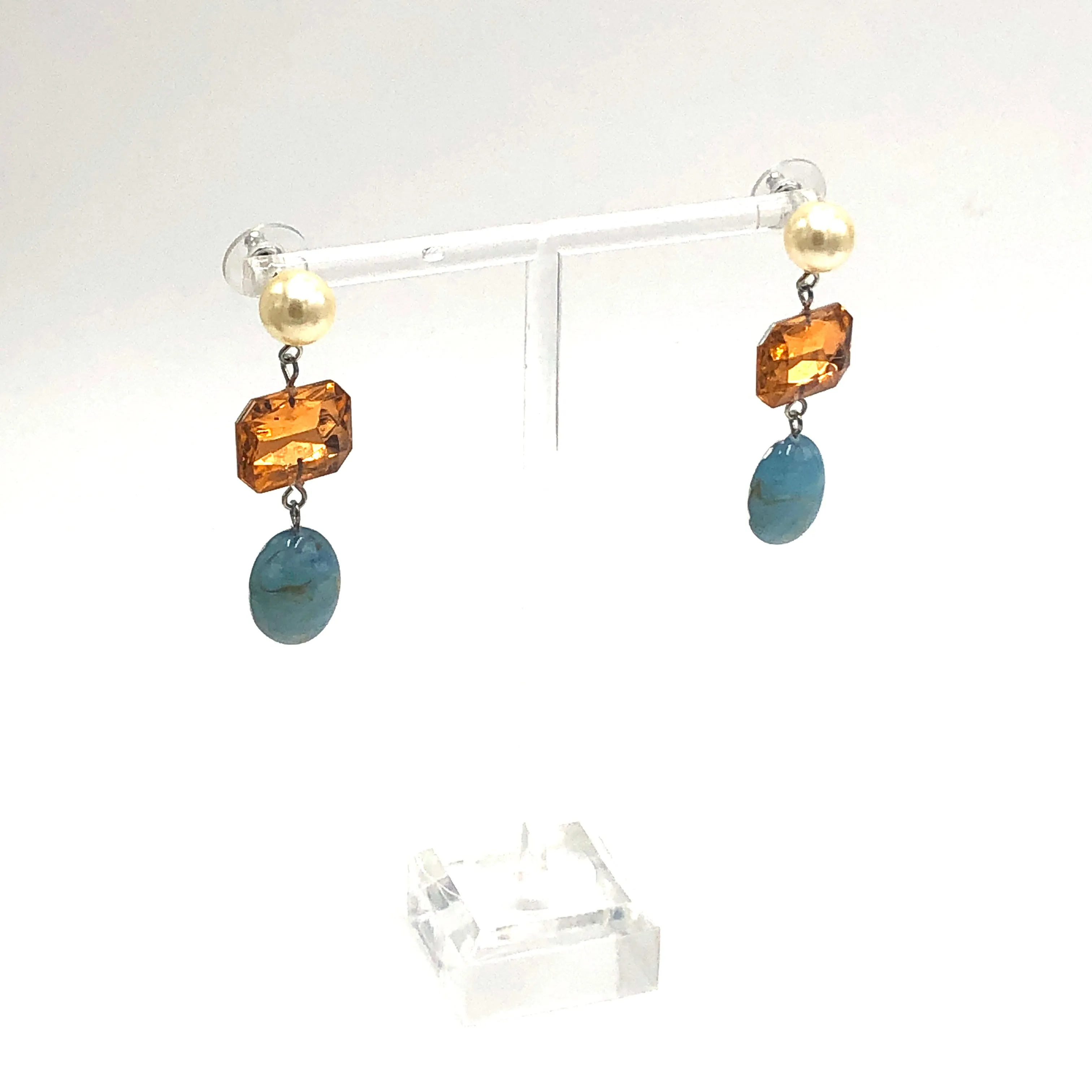 Peach Pearl & Ice Trinket Earrings
