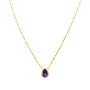 Pear Gemstone Bezel Necklace