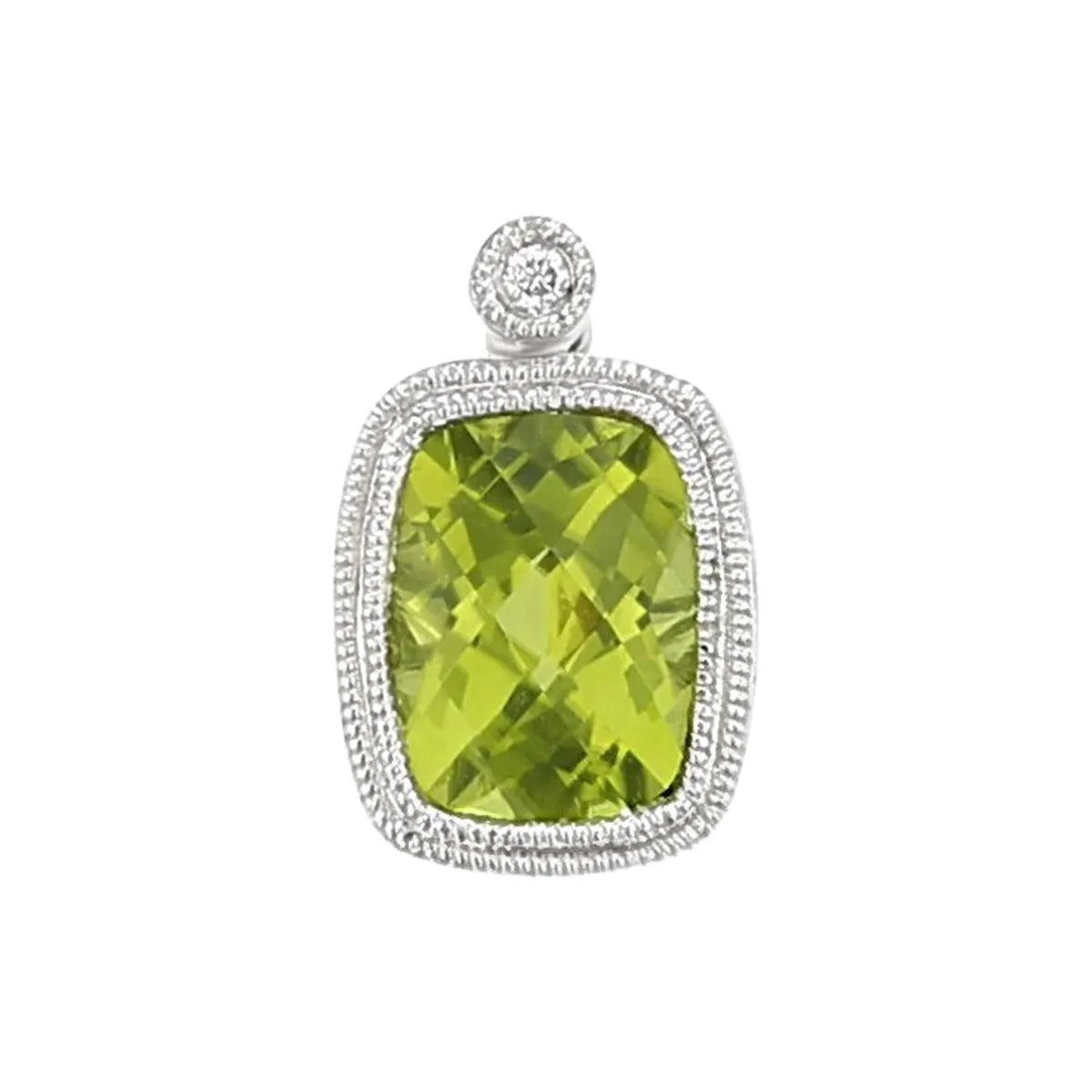 Peridot 14kt White Gold Pendant with Diamond