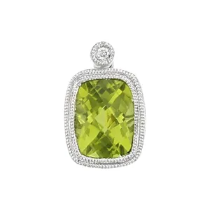 Peridot 14kt White Gold Pendant with Diamond