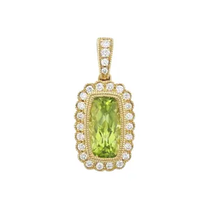 Peridot 14kt Yellow Gold Pendant with Diamonds