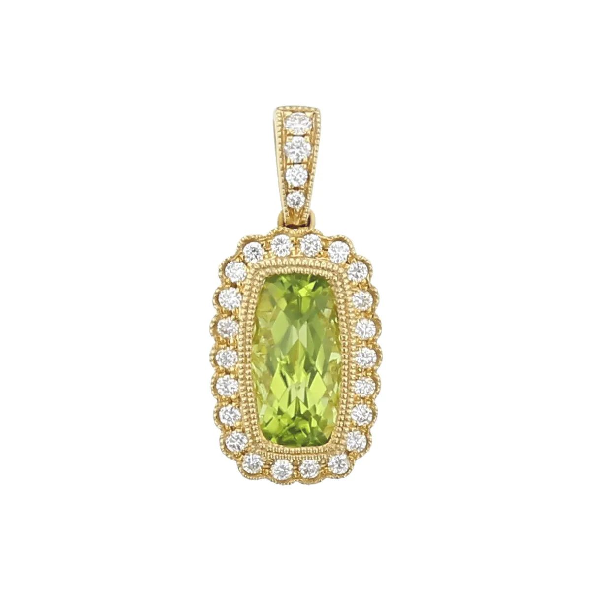 Peridot 14kt Yellow Gold Pendant with Diamonds
