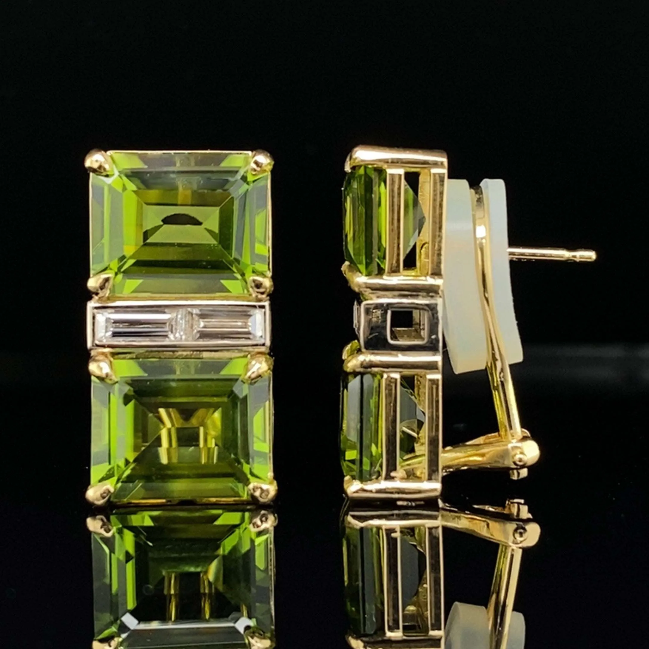 Peridot & Diamond Gold Earrings