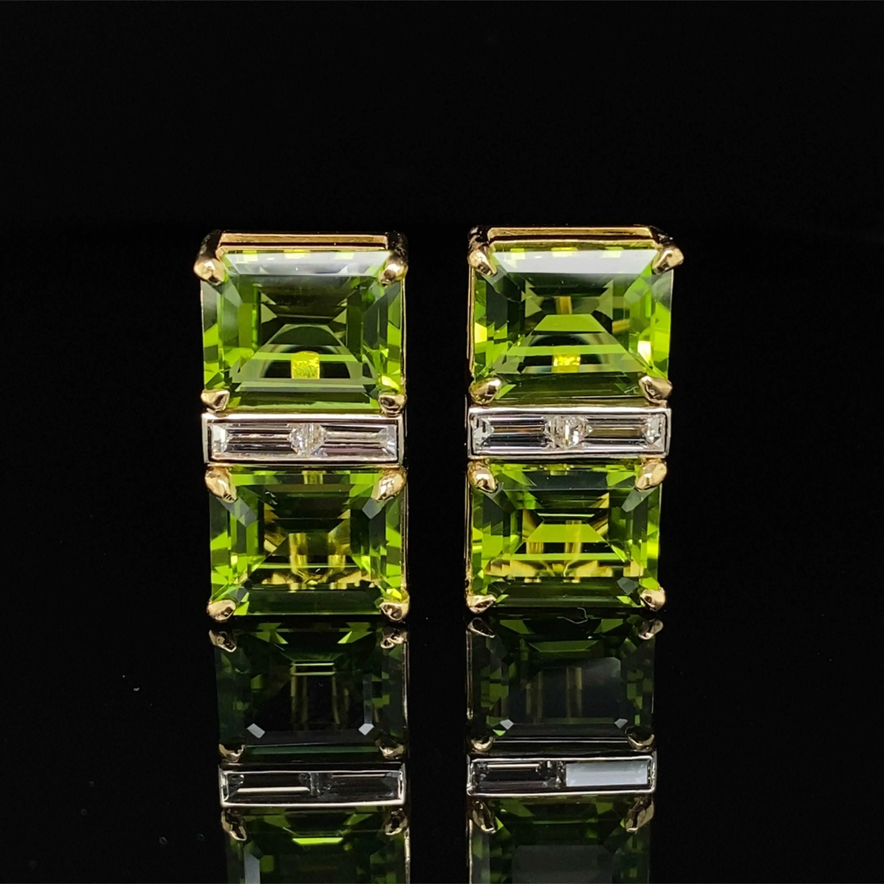 Peridot & Diamond Gold Earrings