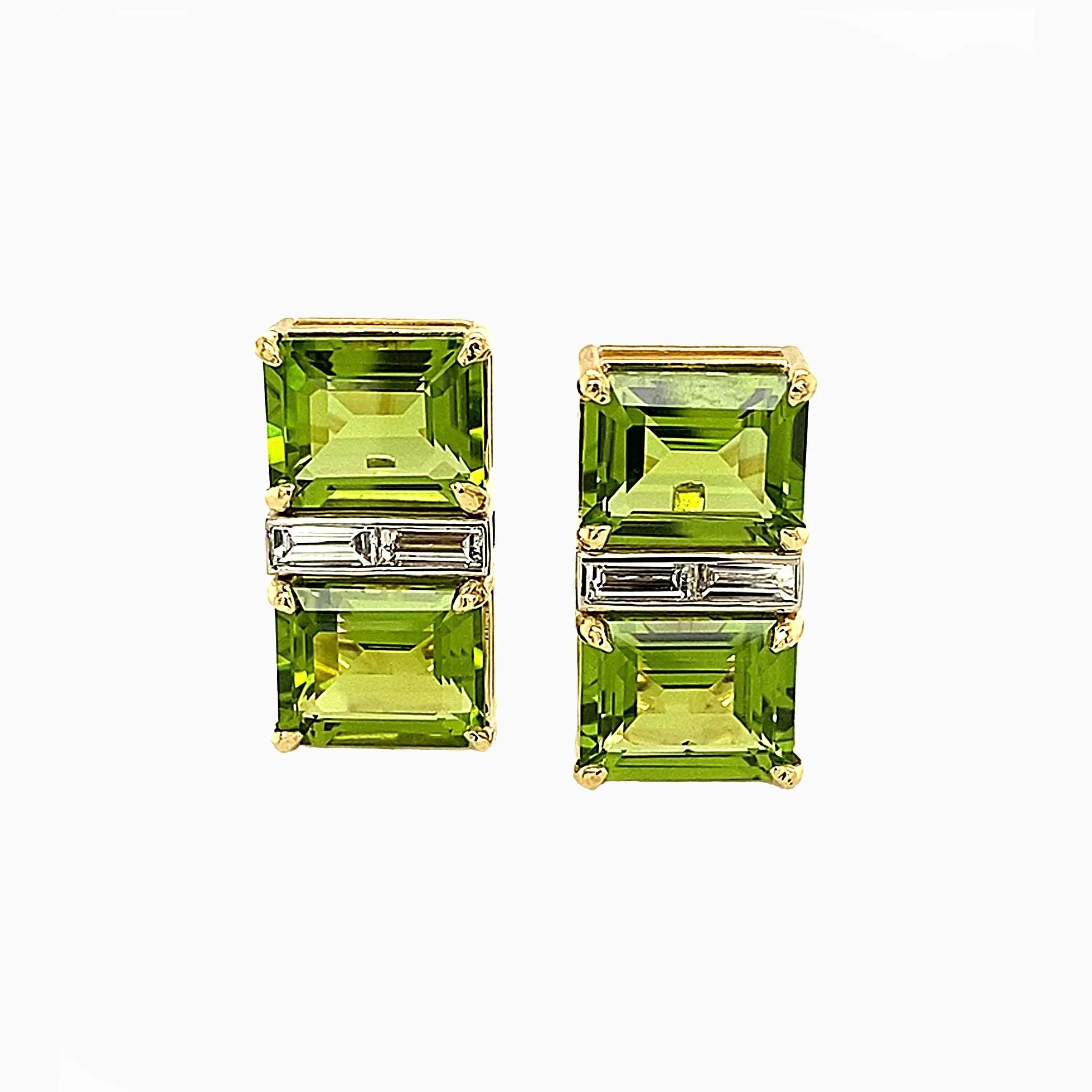 Peridot & Diamond Gold Earrings