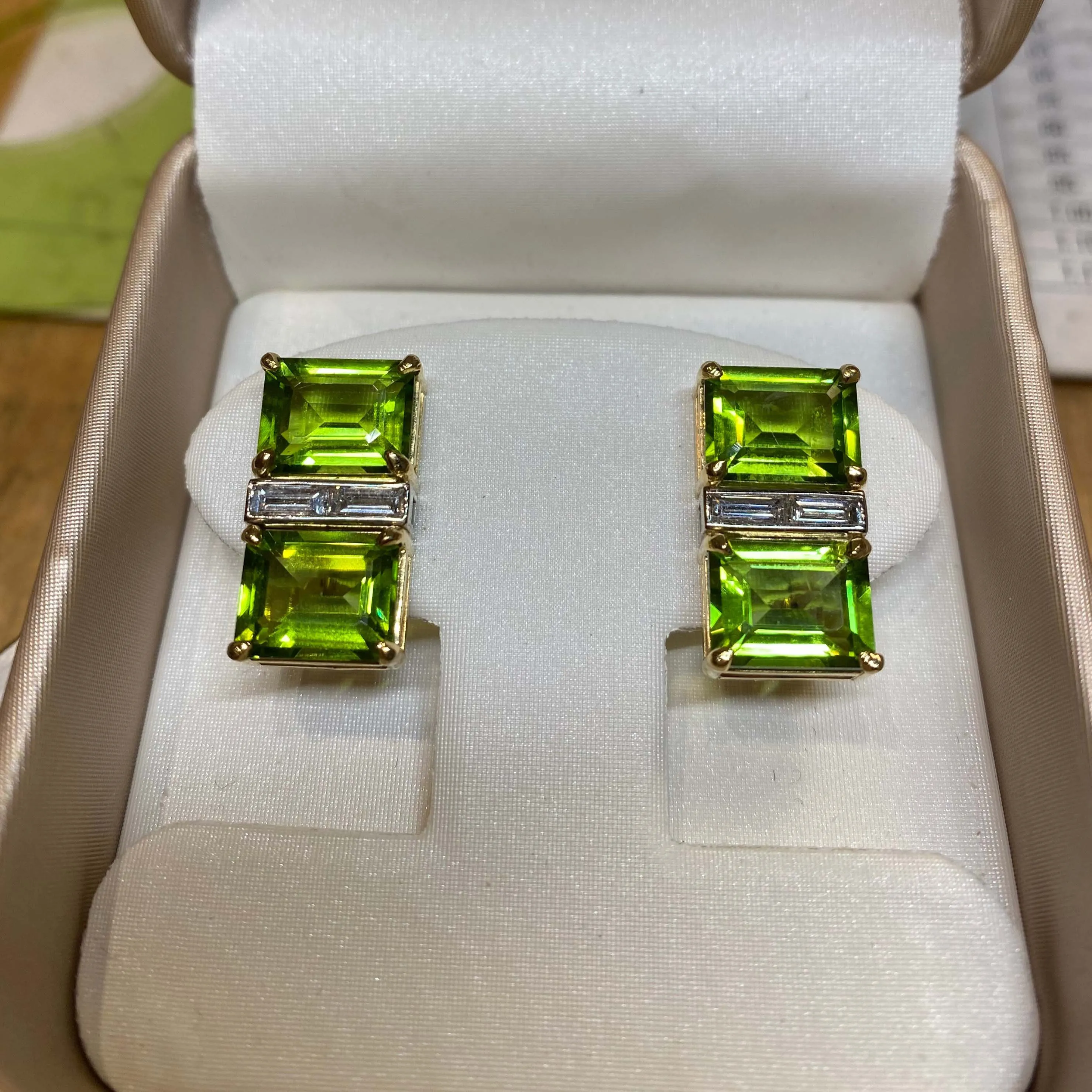 Peridot & Diamond Gold Earrings