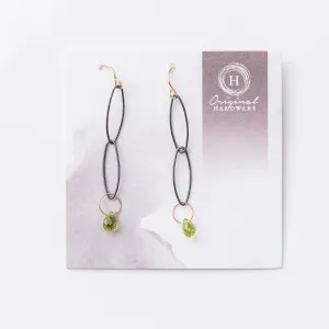 Peridot and Black Links Earrings