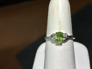 Peridot And Diamond White Gold Ring