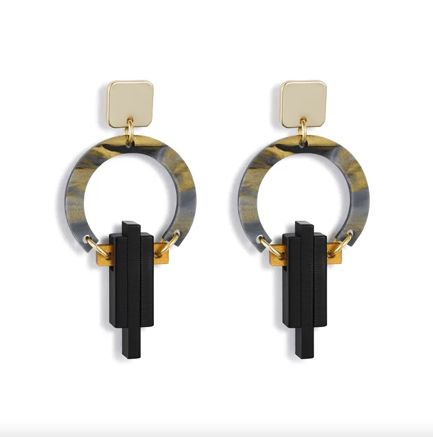 Petite Art Deco Chandeliers Black