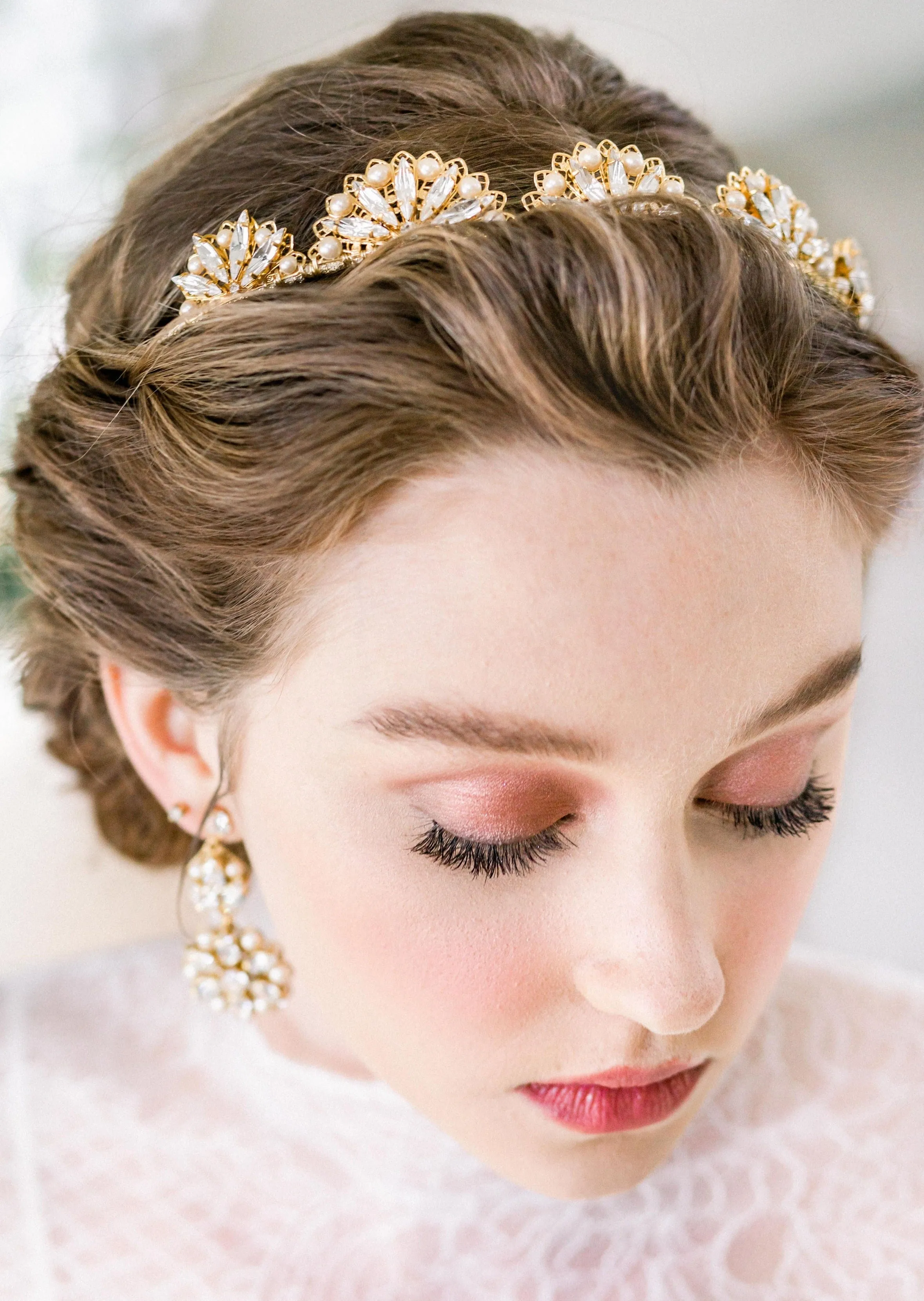 PHOEBE Filigree Crystal & Pearl Bridal Earrings