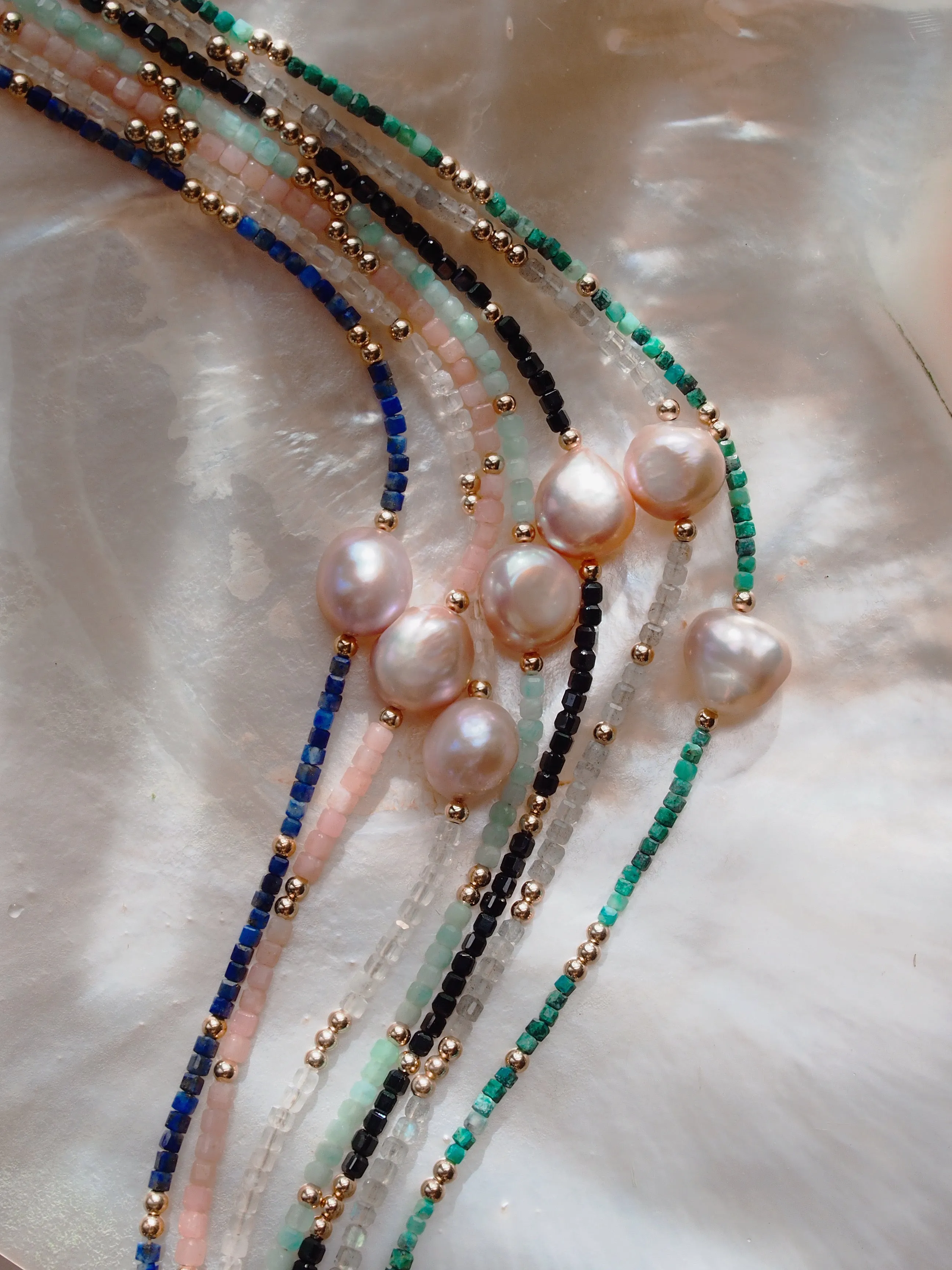 Pink Pearl and Gemstone Necklace - Akala