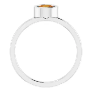 Platinum 5.5 mm Natural Citrine Ring