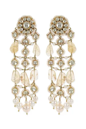Polki Jaali Earrings- Amber