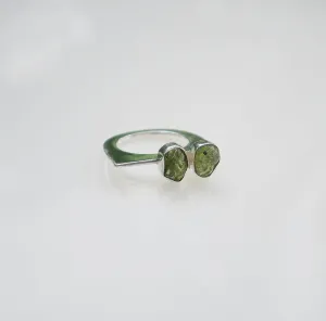 Raw Peridot Gemstone Bar Ring