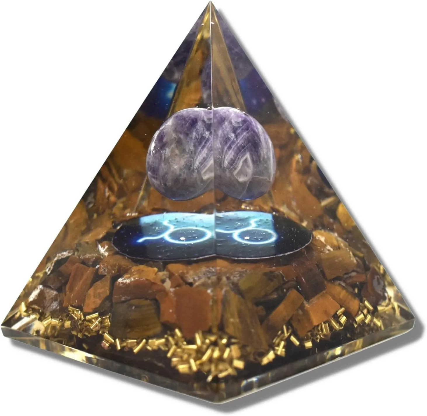 Real Crystal Orgone Chakra Pyramid - Seven Chakra Orgone Pyramid - Orgonite Pyramid for Energy Healing - Orgonite Kit - Protection With Seven Chakra Orgonite Necklace