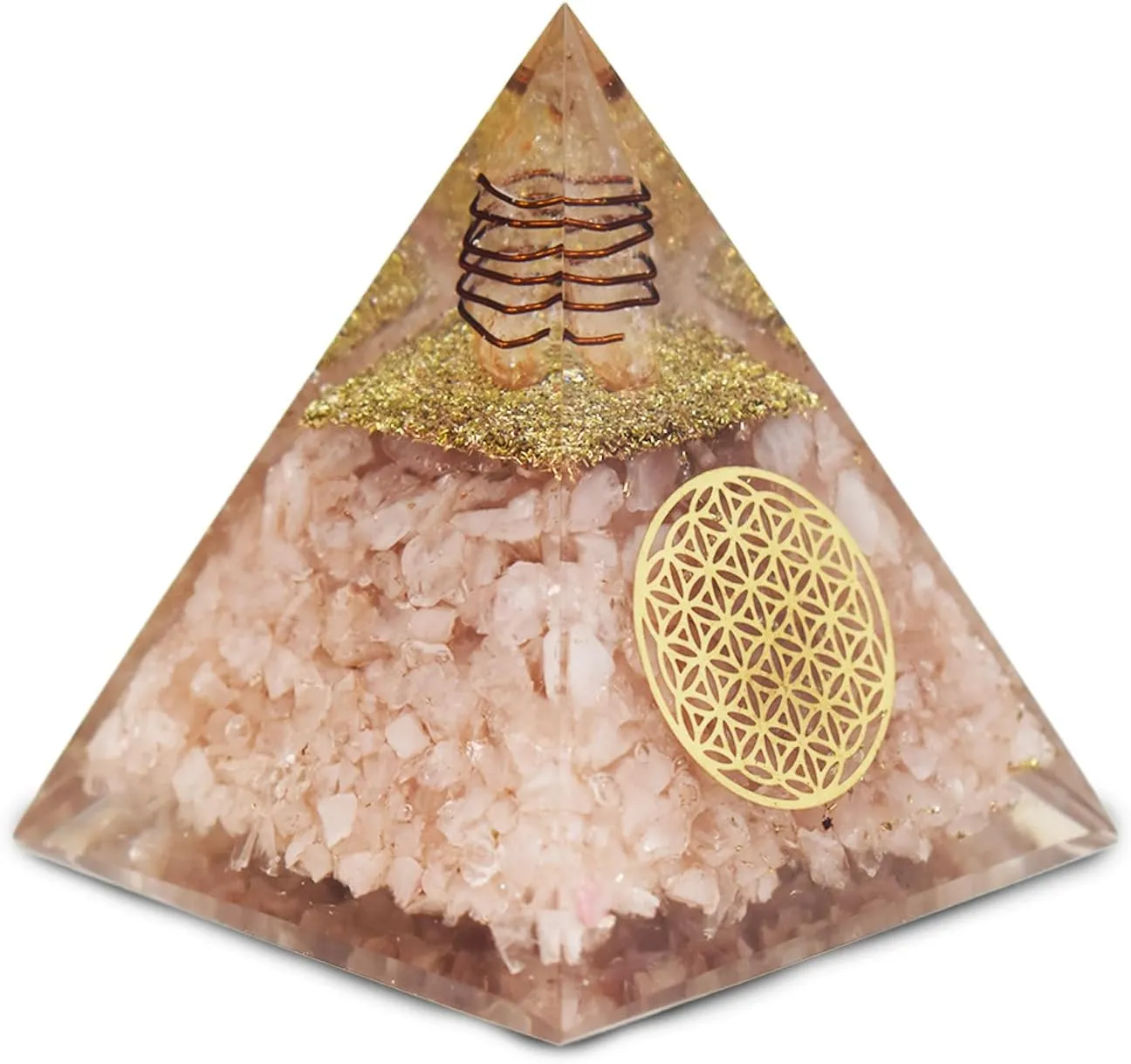Real Crystal Orgone Chakra Pyramid - Seven Chakra Orgone Pyramid - Orgonite Pyramid for Energy Healing - Orgonite Kit - Protection With Seven Chakra Orgonite Necklace