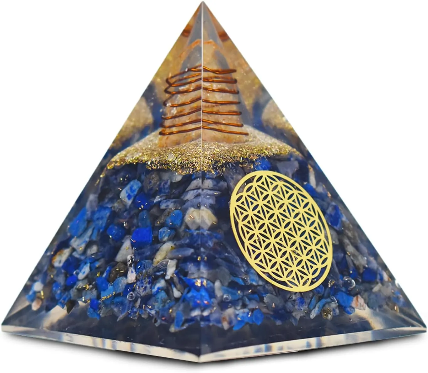 Real Crystal Orgone Chakra Pyramid - Seven Chakra Orgone Pyramid - Orgonite Pyramid for Energy Healing - Orgonite Kit - Protection With Seven Chakra Orgonite Necklace