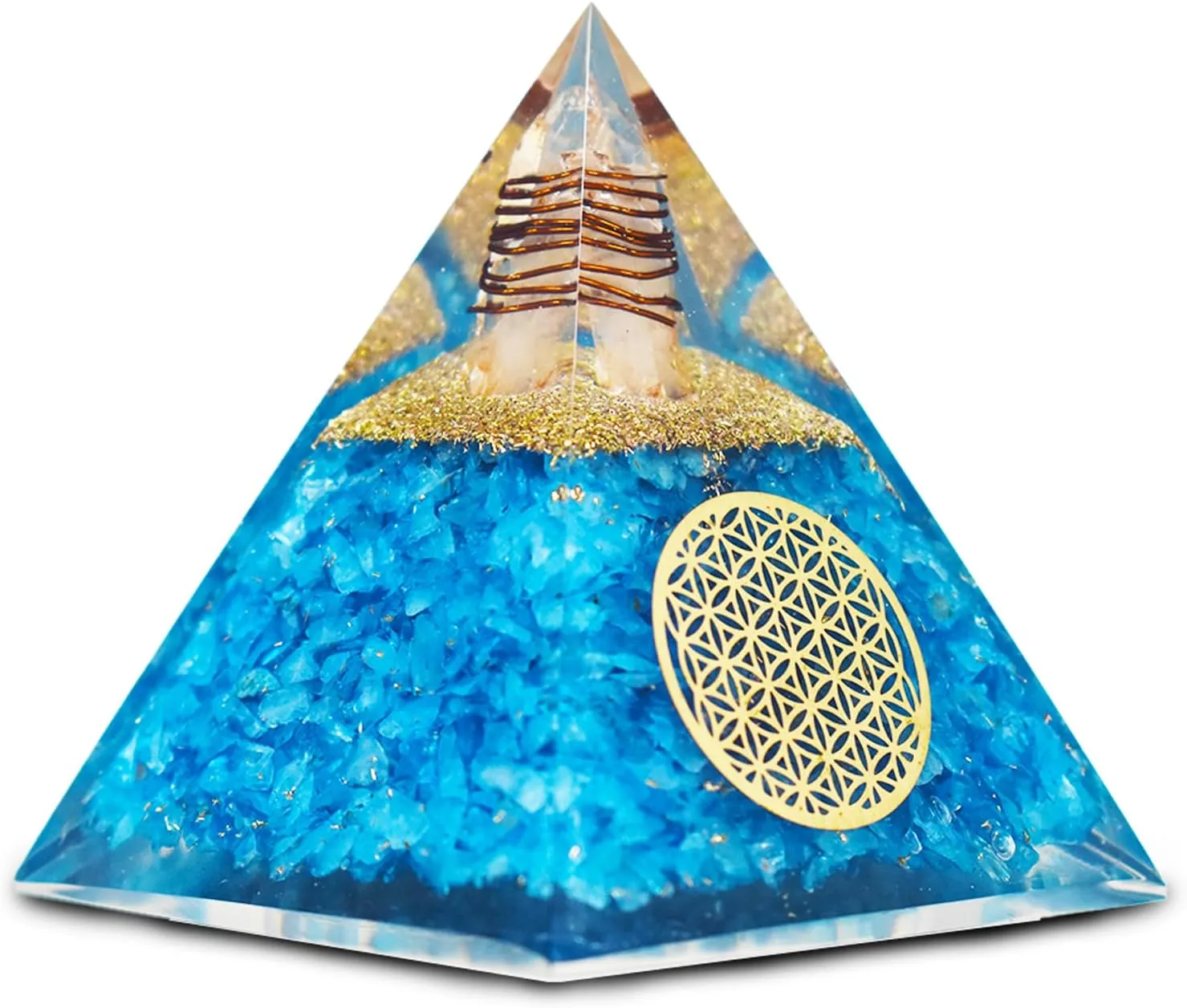 Real Crystal Orgone Chakra Pyramid - Seven Chakra Orgone Pyramid - Orgonite Pyramid for Energy Healing - Orgonite Kit - Protection With Seven Chakra Orgonite Necklace