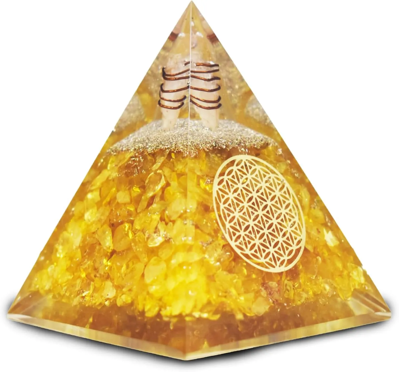 Real Crystal Orgone Chakra Pyramid - Seven Chakra Orgone Pyramid - Orgonite Pyramid for Energy Healing - Orgonite Kit - Protection With Seven Chakra Orgonite Necklace
