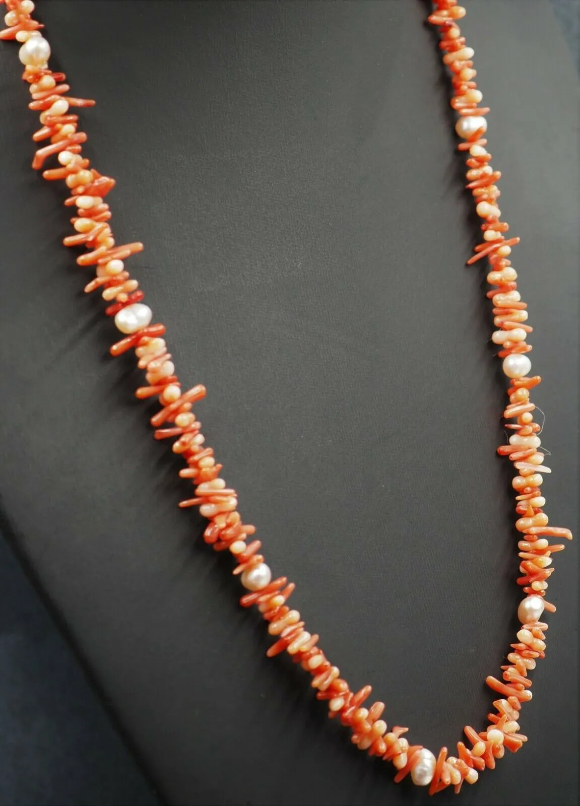 Red Coral & Cultured Pearl Strand Necklace