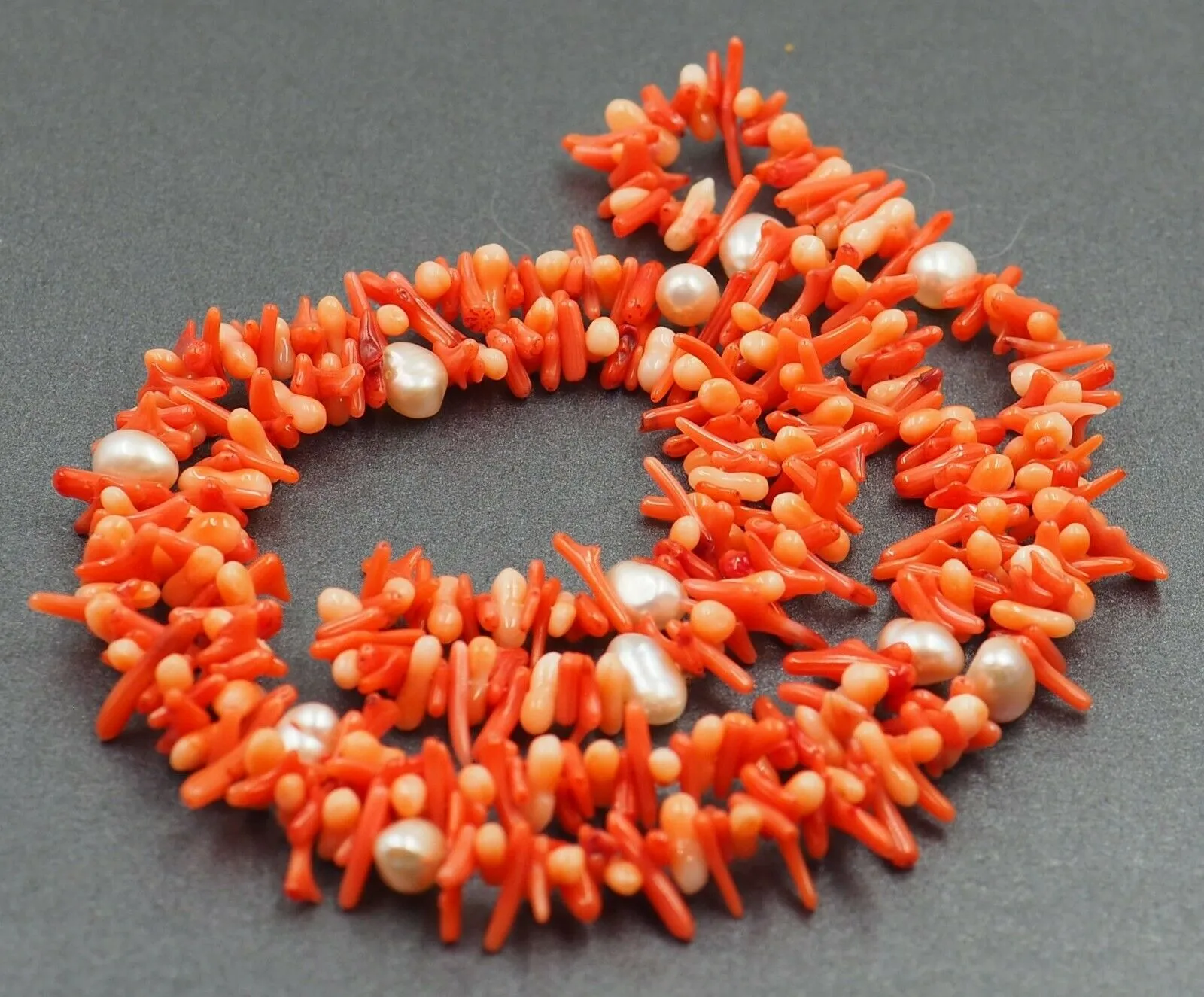 Red Coral & Cultured Pearl Strand Necklace