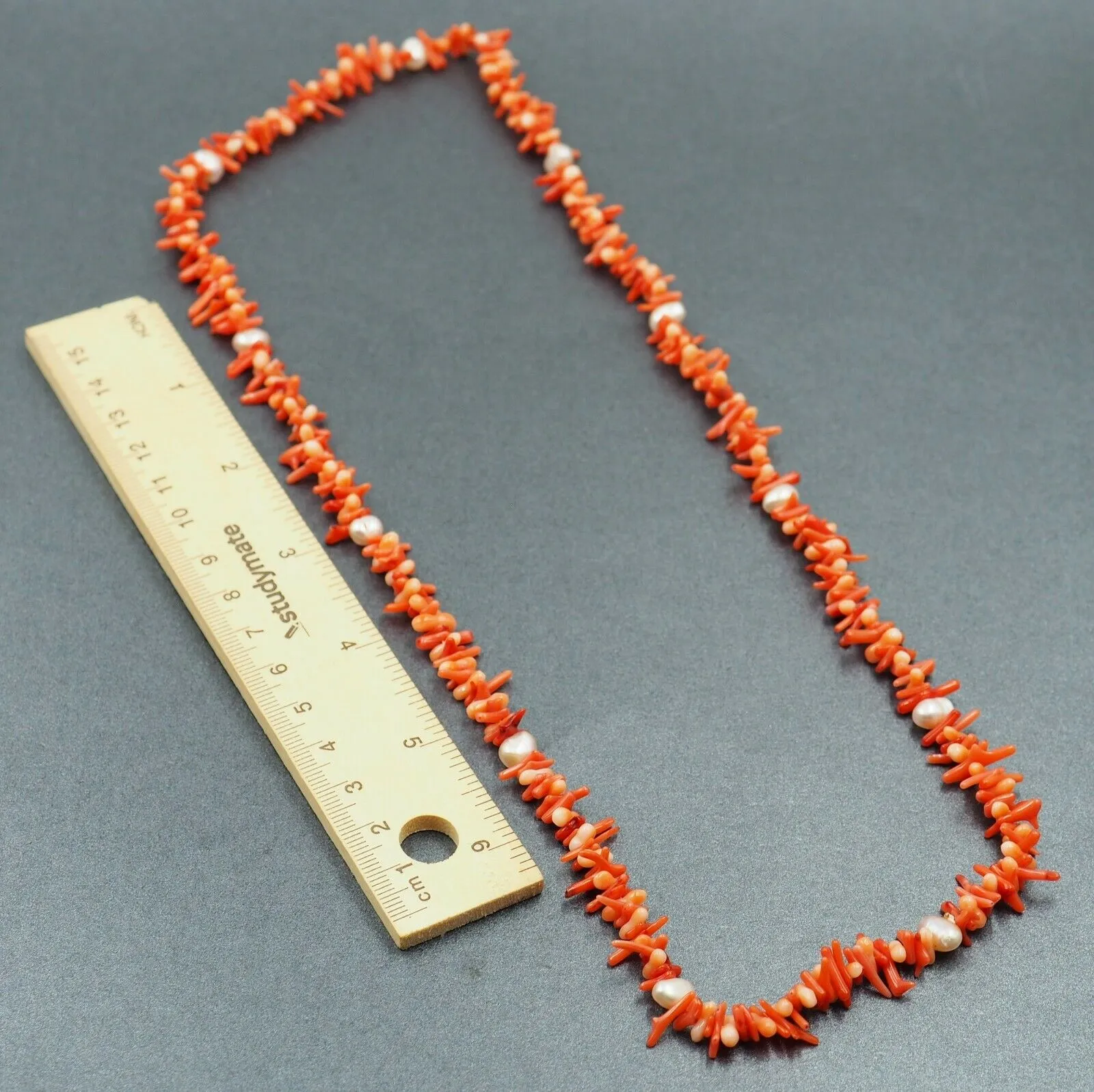 Red Coral & Cultured Pearl Strand Necklace