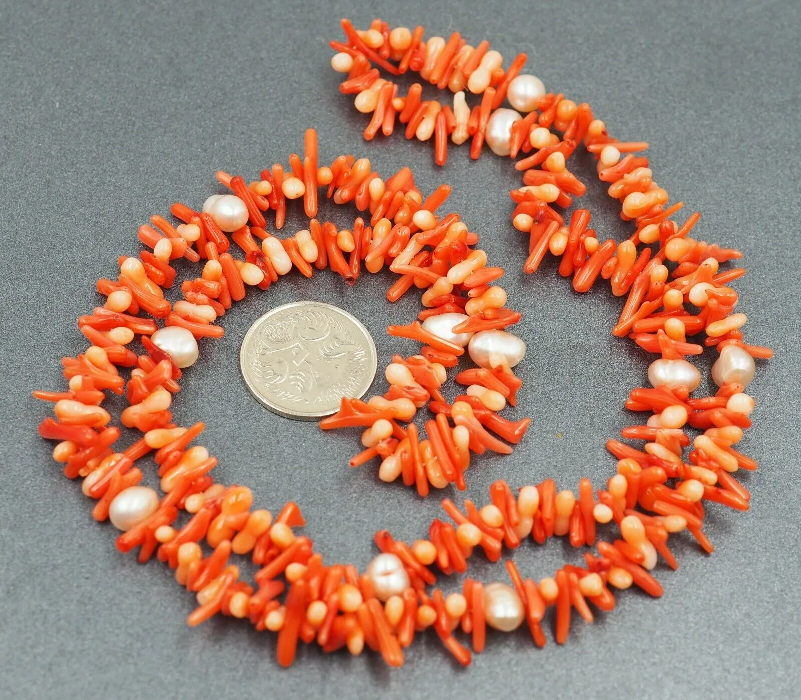 Red Coral & Cultured Pearl Strand Necklace