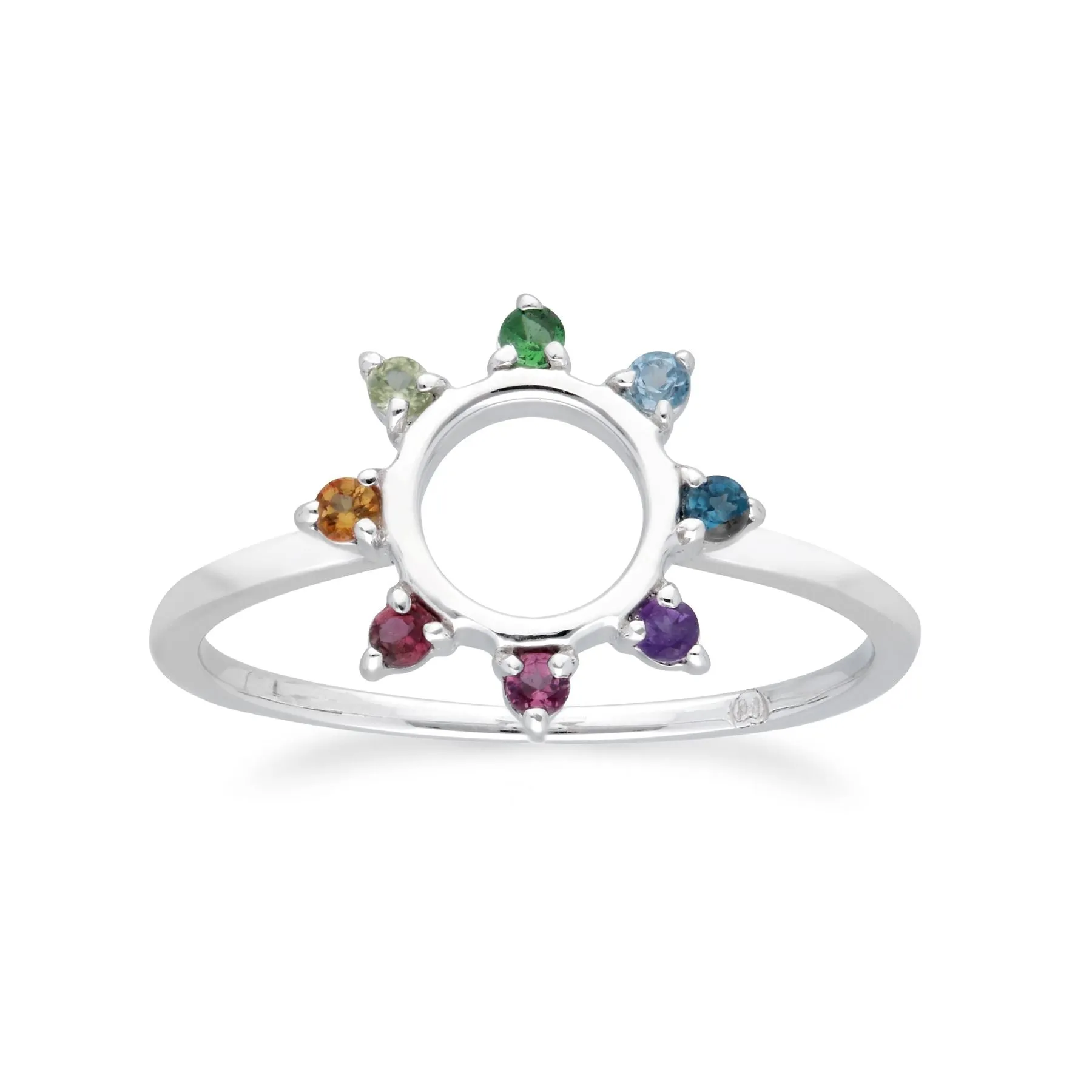 Regenbogen Sonnen Ring in 925 Sterling Silber