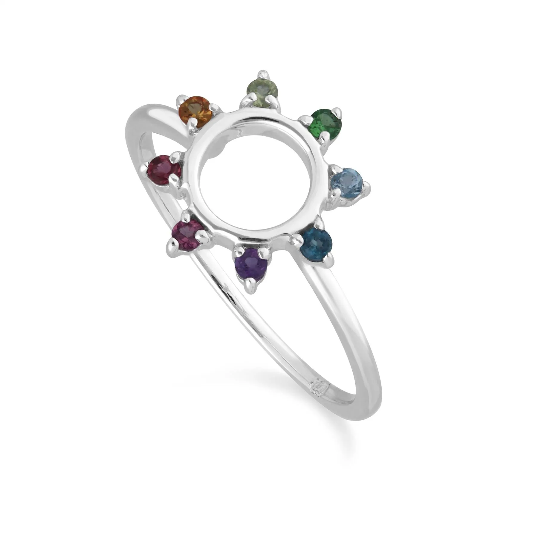 Regenbogen Sonnen Ring in 925 Sterling Silber