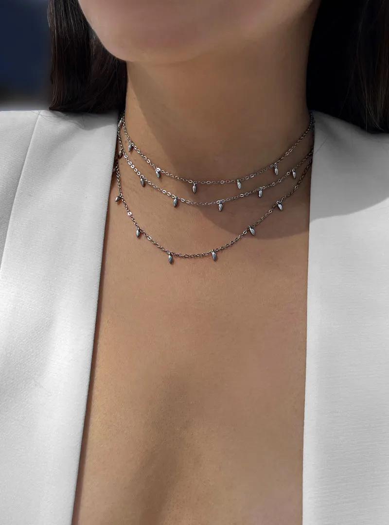 RICE Bead Chain Strand Necklace | Sterling Silver
