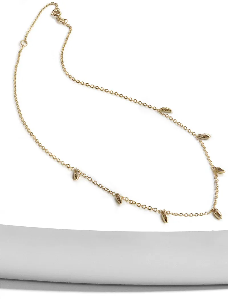 RICE Bead Chain Strand Necklace | Sterling Silver