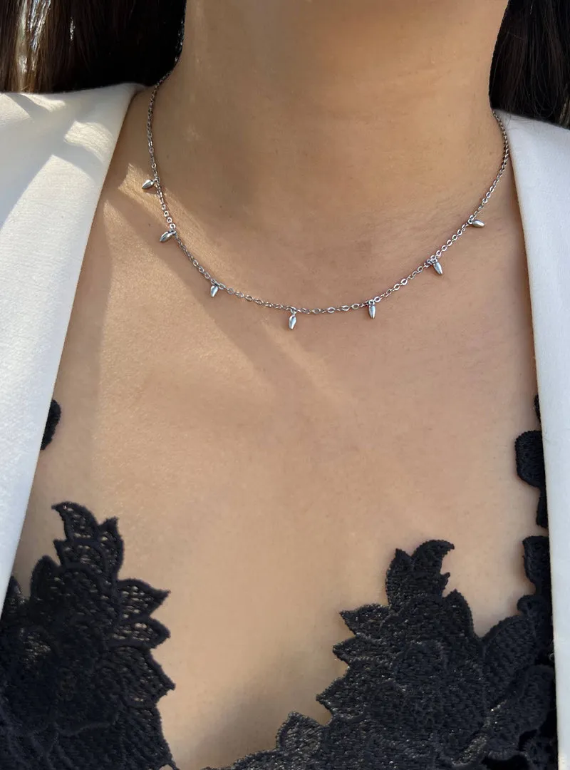 RICE Bead Chain Strand Necklace | Sterling Silver
