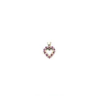 Ruby and Diamond Heart Cutout Pendant
