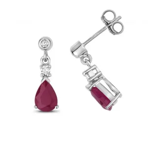 Ruby Drop Pear Earrings ED245WR