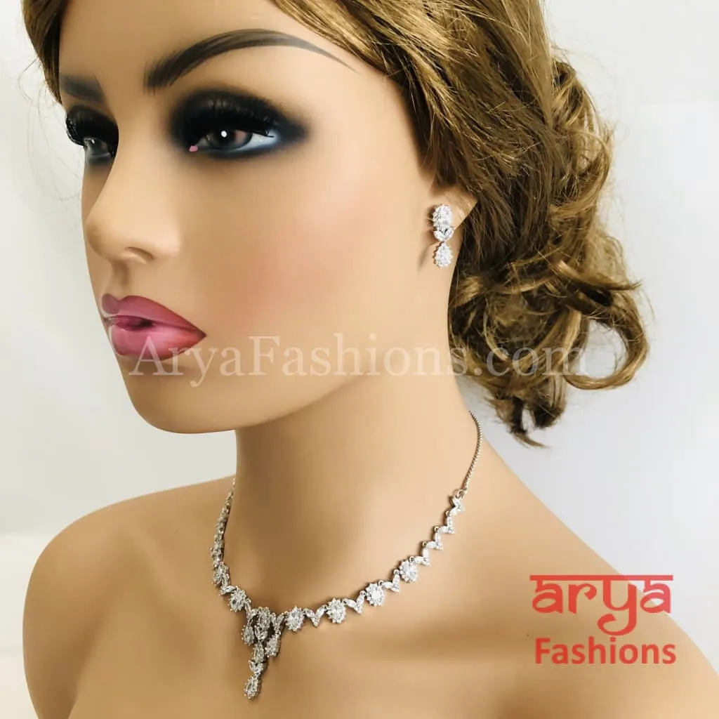 Silver Cubic Zirconia Bridesmaid Necklace