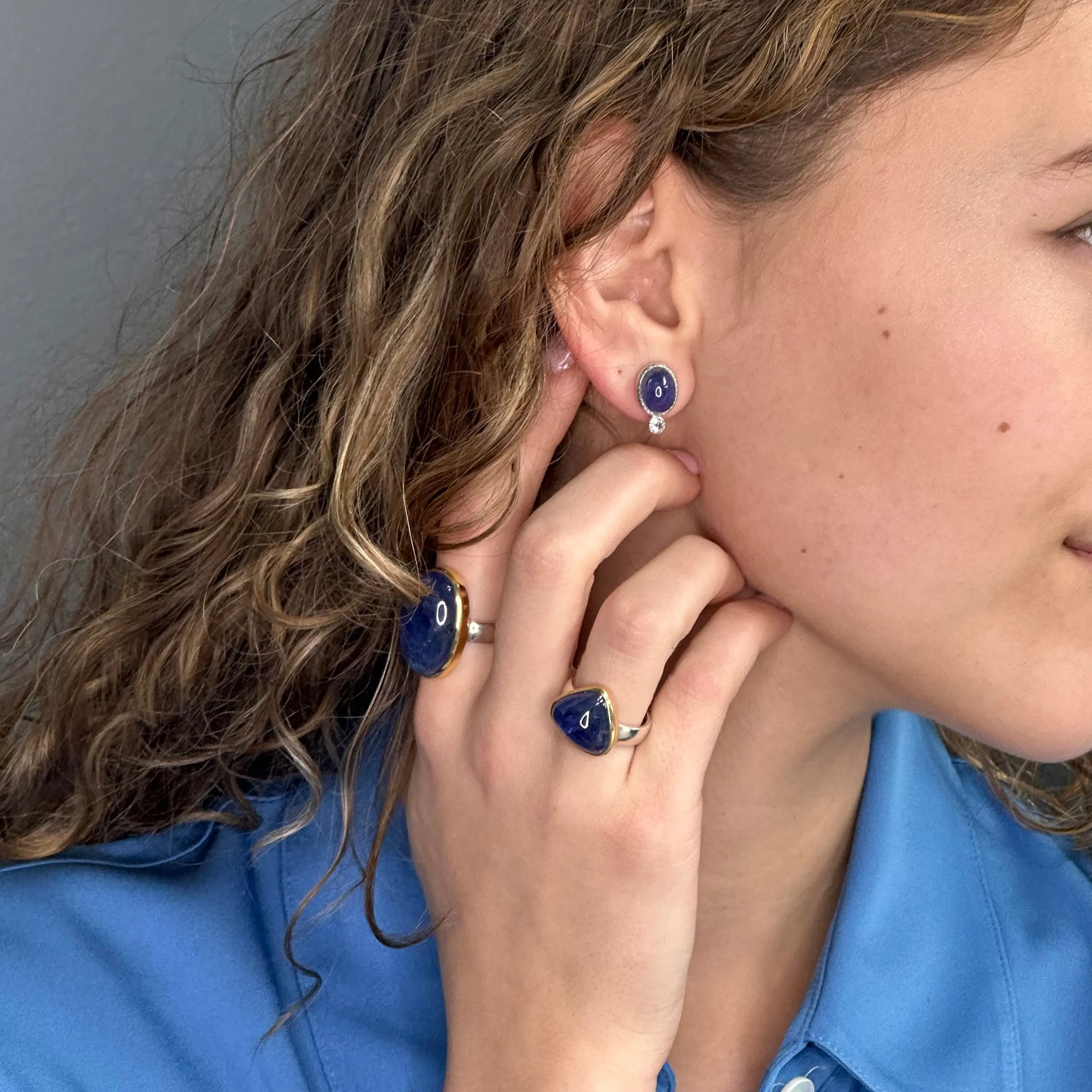 Silver Tanzanite Stud Earrings