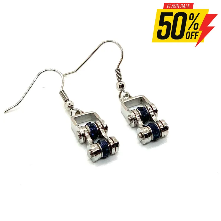 SK2218E December Edition Mini Mini 3/8" Wide Stainless Steel Blue Zircon Imitation Crystal Earrings