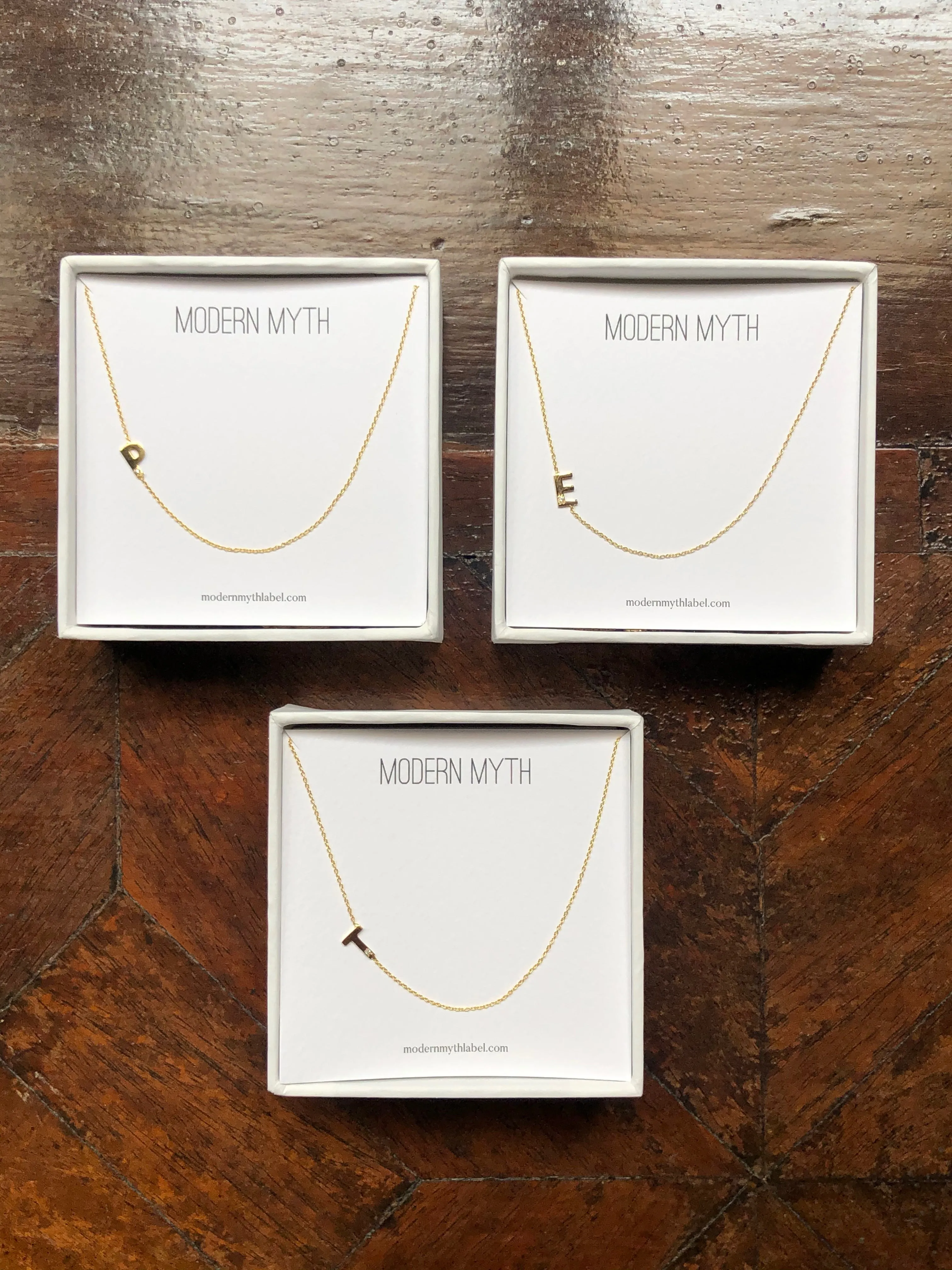 Slanted Initial with Diamond Necklace, Solid 18k Gold