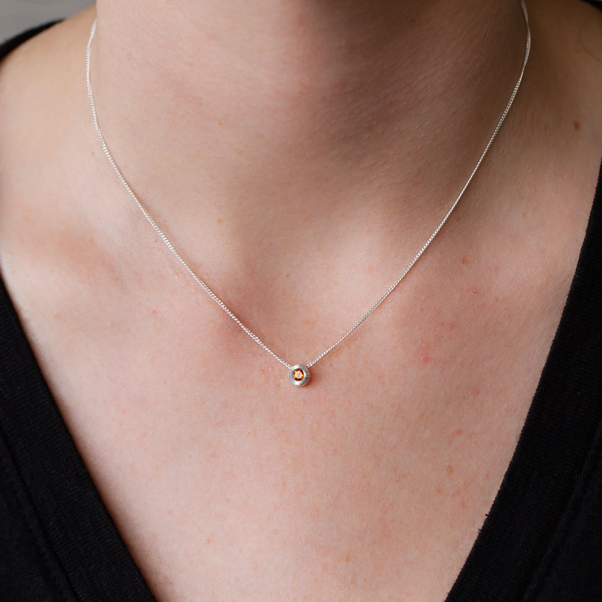 Small Aurora Birthstone Necklace - November - Citrine