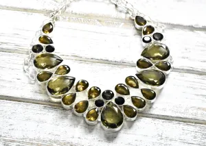 Smoky Quartz Topaz Bib Necklace
